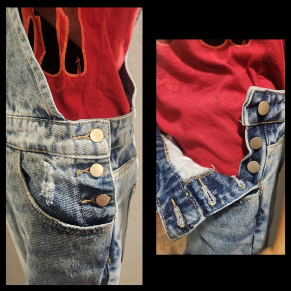 Distressed Denim Overalls - Picture 10 of 16